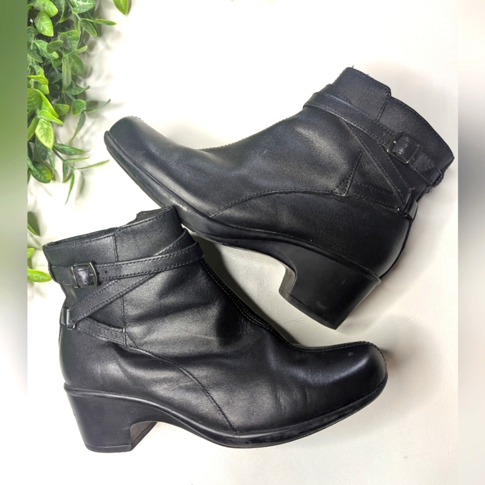 Clarks Artisan Leyden Summit Ankle Boots Black Leather Size 5.5